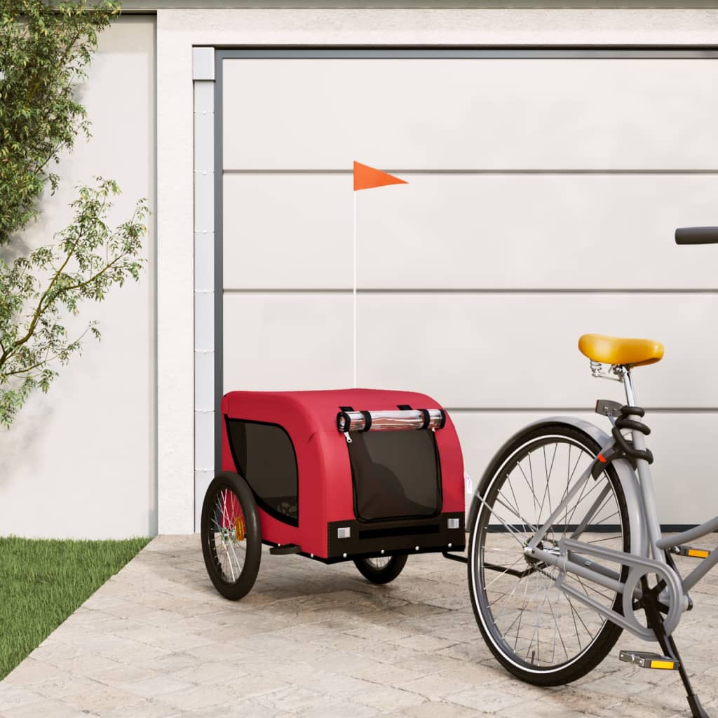 Pet Bike Trailer Red And Black Oxford Fabric Iron