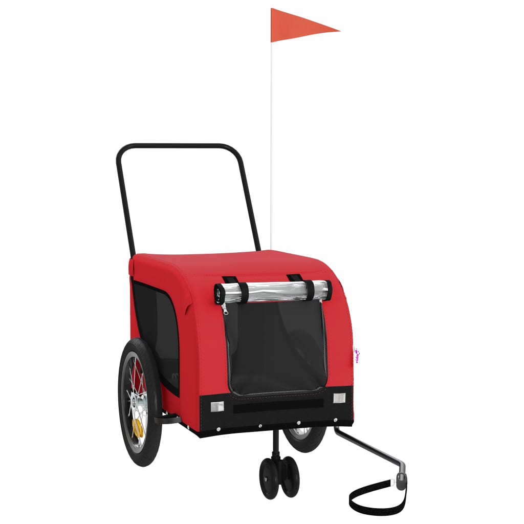 Pet Bike Trailer Red And Black Oxford Fabric Iron