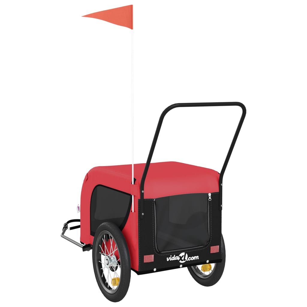 Pet Bike Trailer Red And Black Oxford Fabric Iron