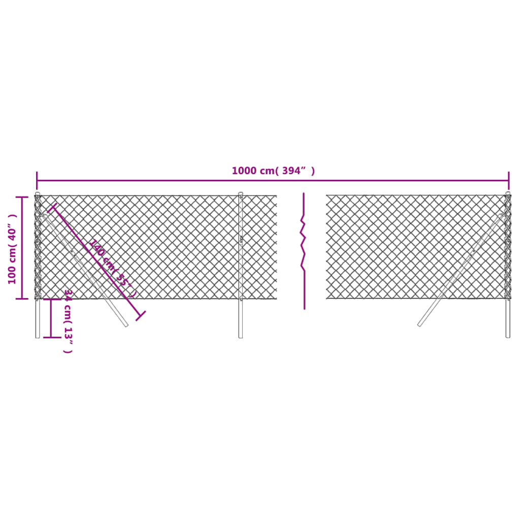 Chain Link Fence Green 1X10 M