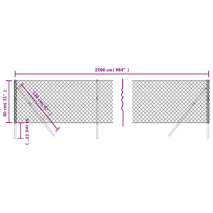 Chain Link Fence Green 0.8X25 M