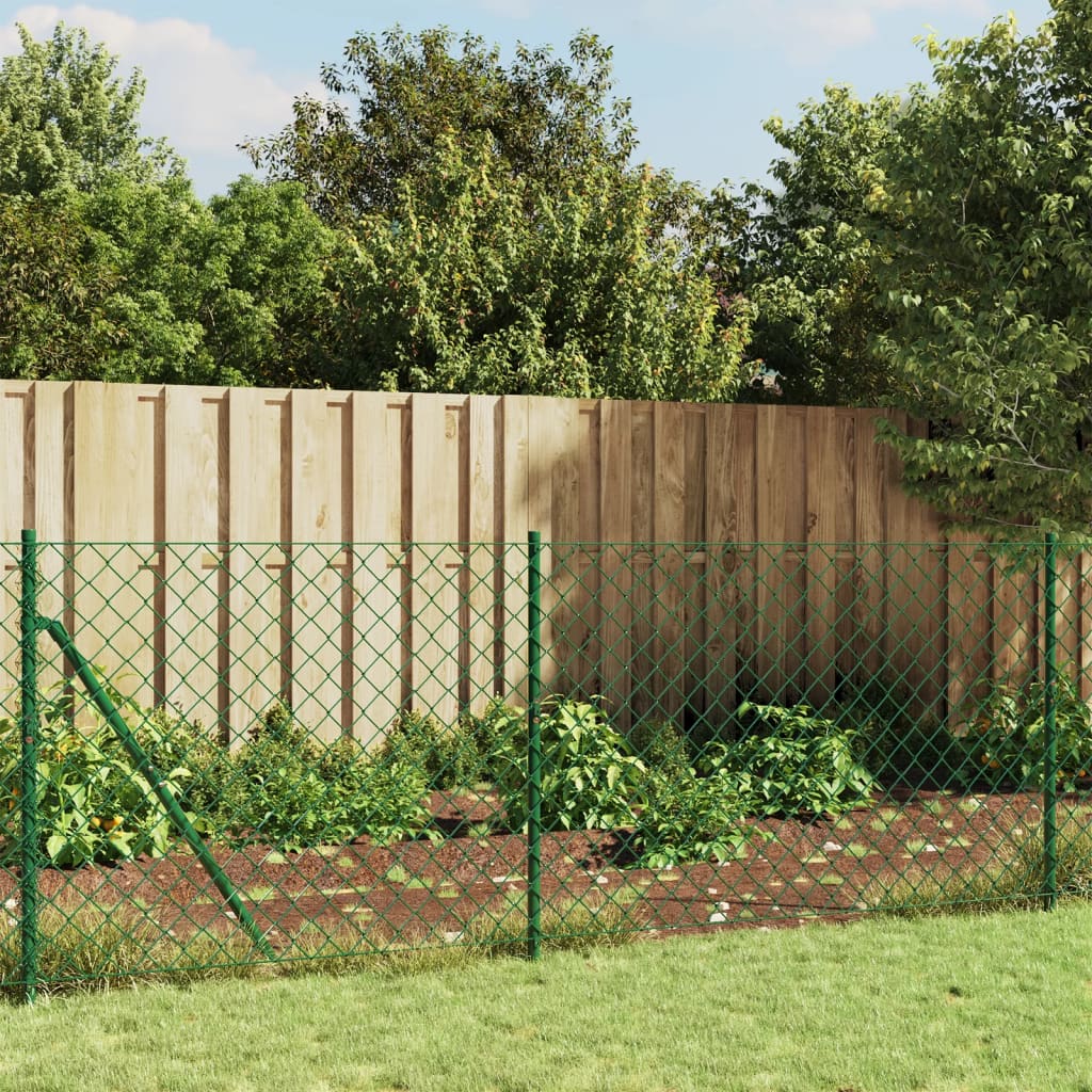 Chain Link Fence With Spike Anchors Green 0.8X10 M