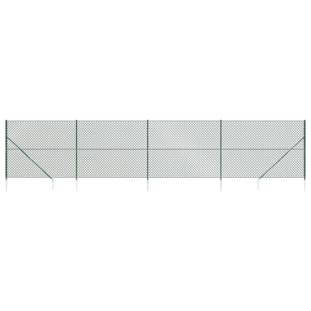 Chain Link Fence With Spike Anchors Green 1.4X10 M