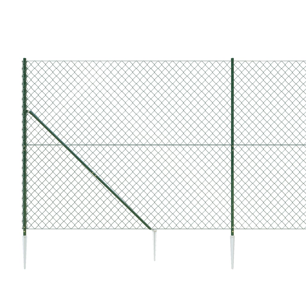 Chain Link Fence With Spike Anchors Green 1.4X10 M