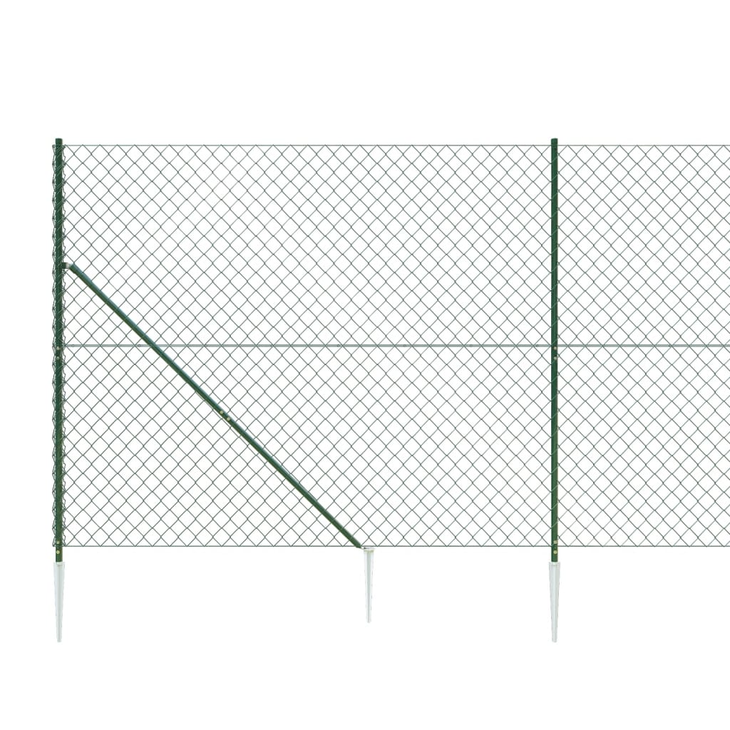 Chain Link Fence With Spike Anchors Green 1.6X10 M