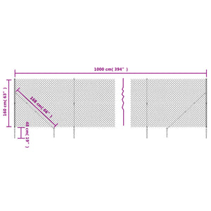 Chain Link Fence With Spike Anchors Green 1.6X10 M