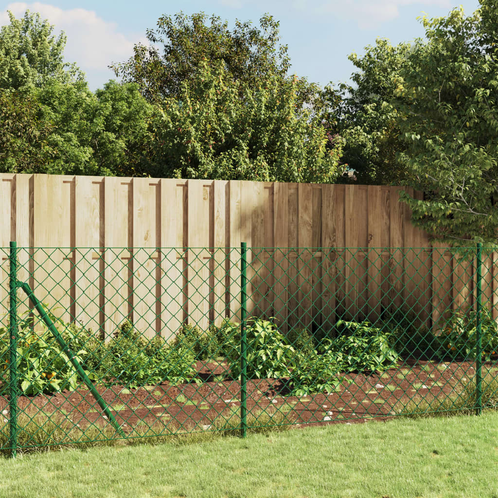 Chain Link Fence With Spike Anchors Green 0.8X25 M