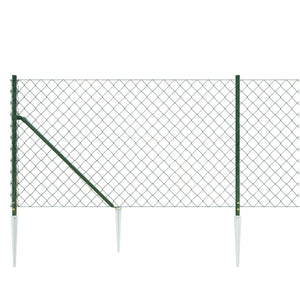 Chain Link Fence With Spike Anchors Green 1X25 M