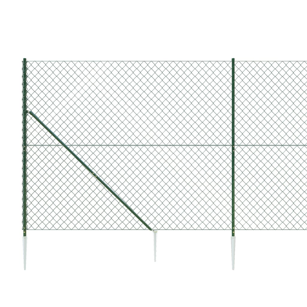 Chain Link Fence With Spike Anchors Green 1.8X25 M