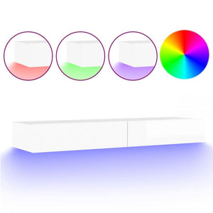 Tv Cabinet With Led Lights High Gloss White 120X35x15.5 Cm