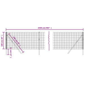 Wire Mesh Fence Anthracite 1X25 Galvanised Steel