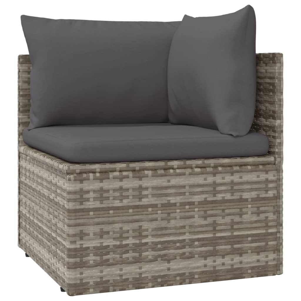 5 Piece Garden Lounge Set With Cushions Grey Poly Rattan