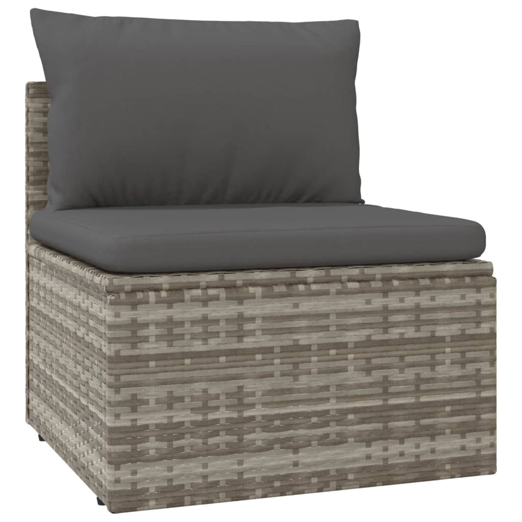 5 Piece Garden Lounge Set With Cushions Grey Poly Rattan