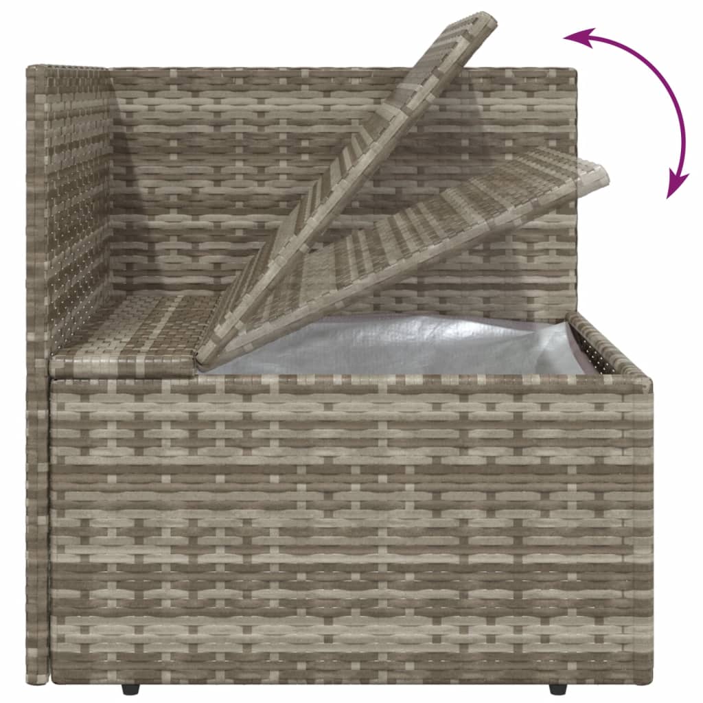 5 Piece Garden Lounge Set With Cushions Grey Poly Rattan