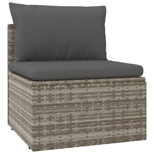 10 Piece Garden Lounge Set With Cushions Grey Poly Rattan