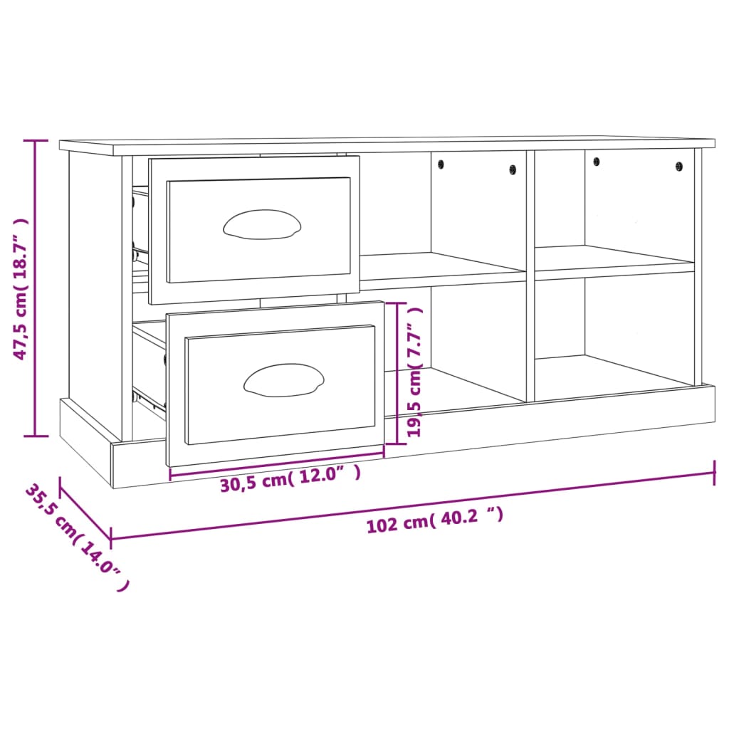 Tv Cabinet Smoked Oak 102X35.5X47.5 Cm Engineered Wood