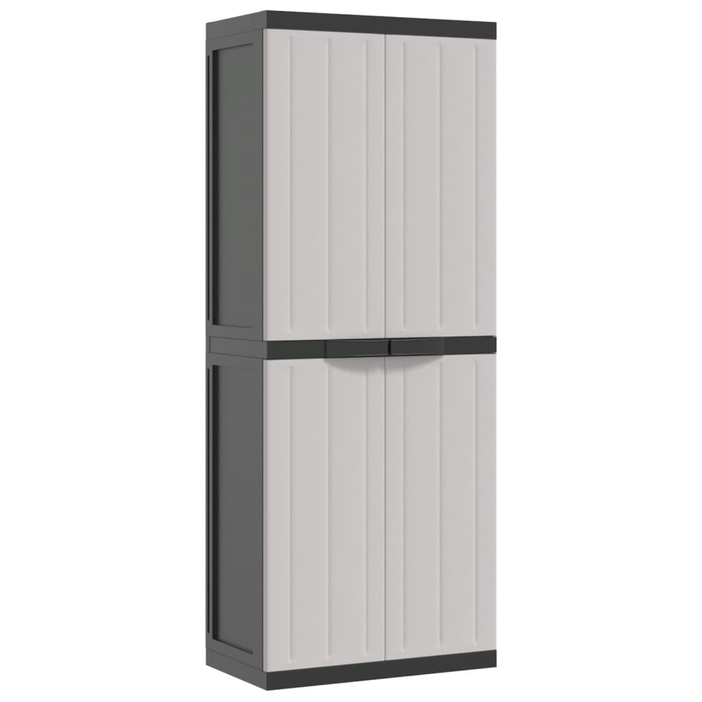 Outdoor Storage Cabinet Grey And Black 65X37x165 Cm Pp