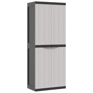 Outdoor Storage Cabinet Grey And Black 65X37x165 Cm Pp