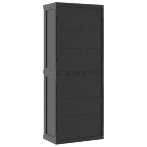 Outdoor Storage Cabinet Grey And Black 65X37x165 Cm Pp