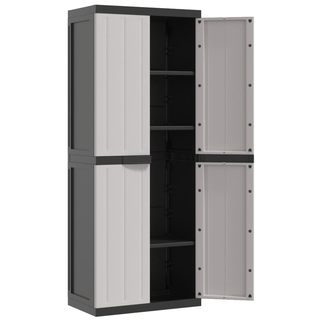 Outdoor Storage Cabinet Grey And Black 65X37x165 Cm Pp