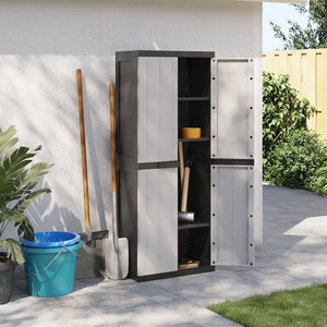 Outdoor Storage Cabinet Grey And Black 65X37x165 Cm Pp