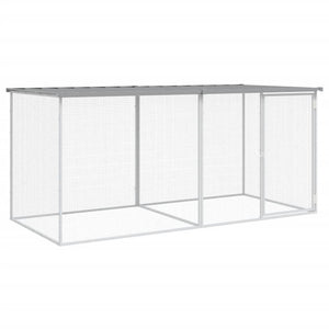 Chicken Cage With Roof Light Grey 203X98x90 Cm Galvanised Steel