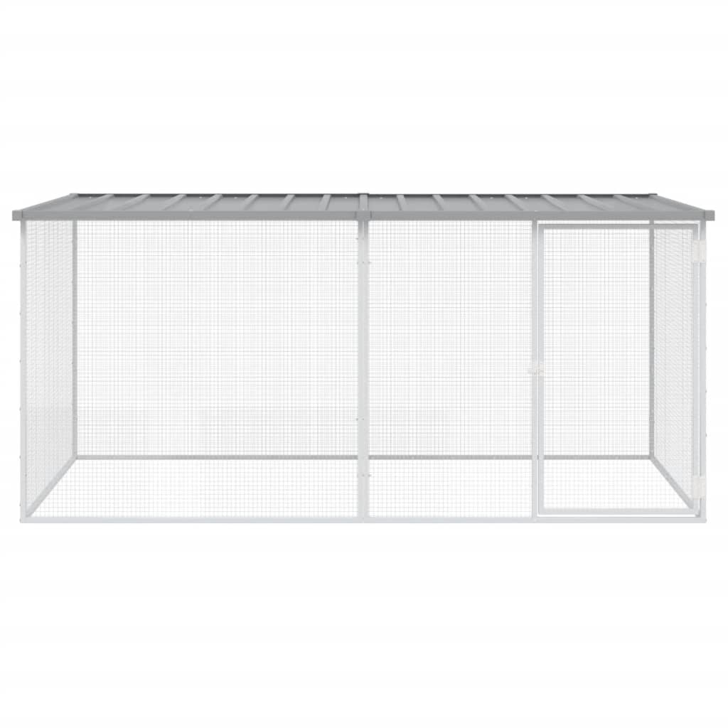 Chicken Cage With Roof Light Grey 203X98x90 Cm Galvanised Steel