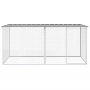 Chicken Cage With Roof Light Grey 203X98x90 Cm Galvanised Steel