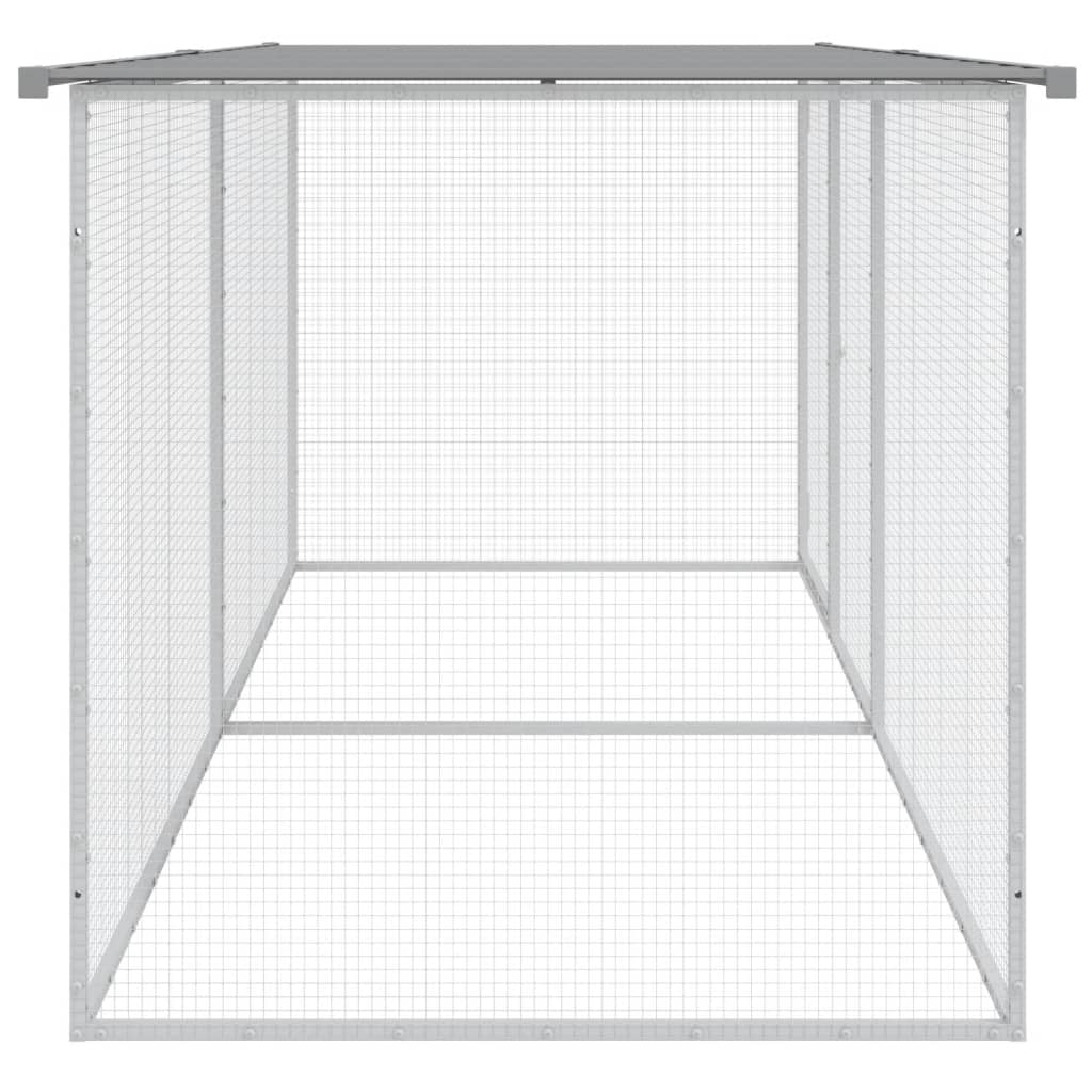 Chicken Cage With Roof Light Grey 203X98x90 Cm Galvanised Steel