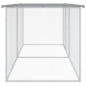 Chicken Cage With Roof Light Grey 203X98x90 Cm Galvanised Steel