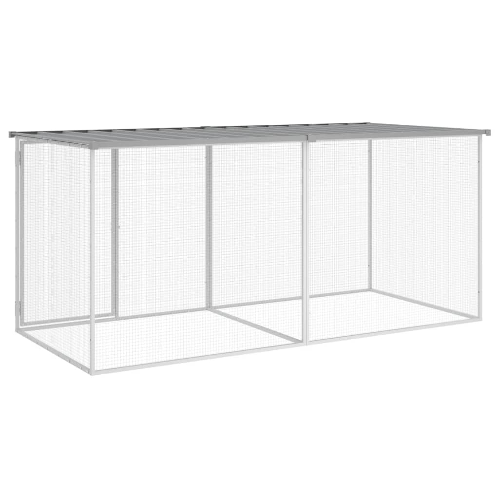 Chicken Cage With Roof Light Grey 203X98x90 Cm Galvanised Steel