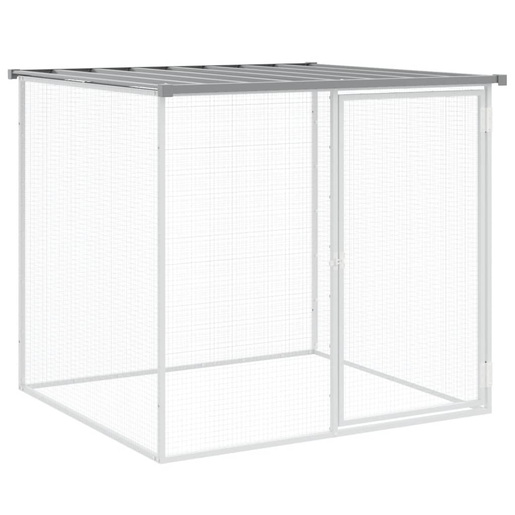 Chicken Cage With Roof Light Grey 203X98x90 Cm Galvanised Steel