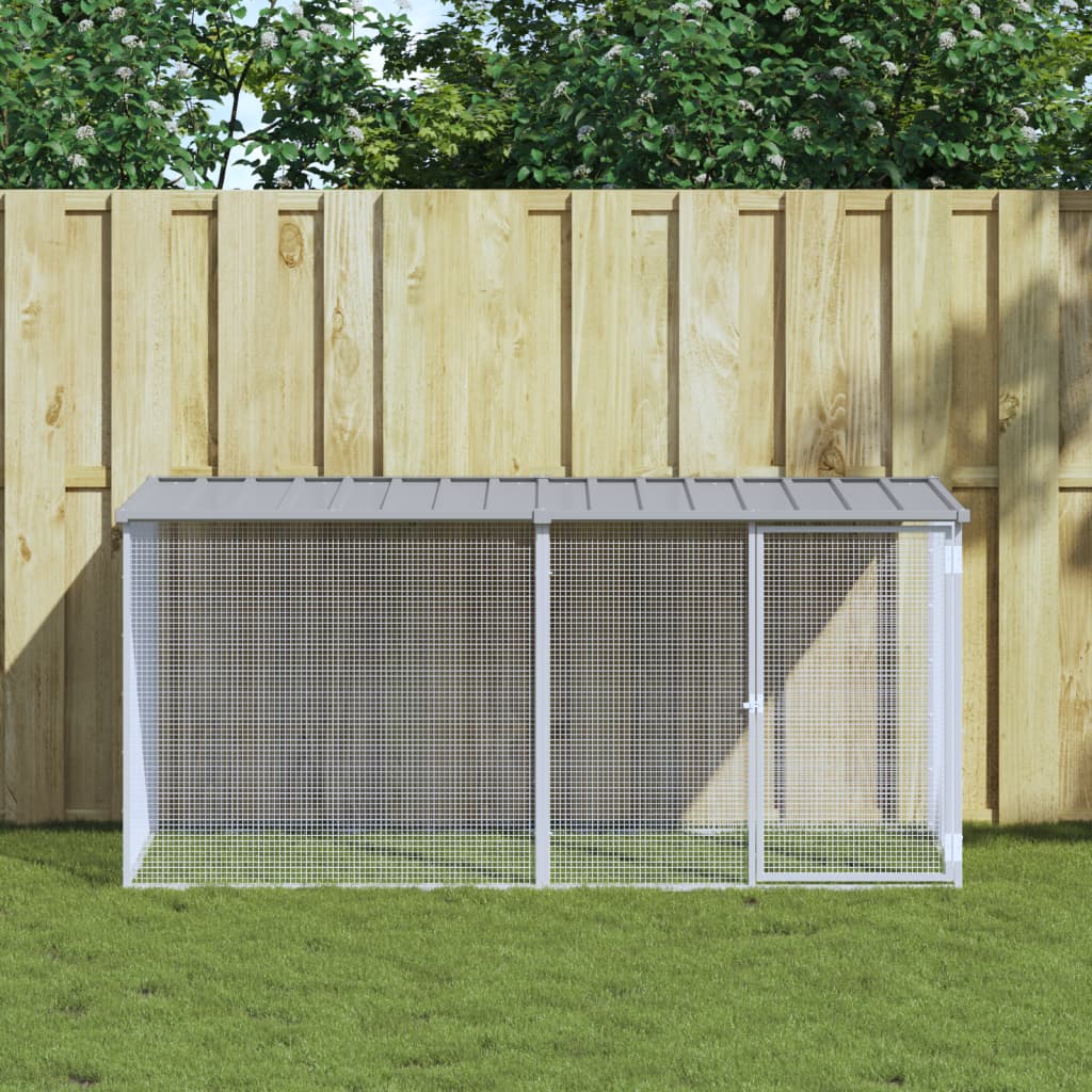 Chicken Cage With Roof Light Grey 203X98x90 Cm Galvanised Steel