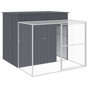 Dog House With Run Anthracite 214X253x181 Cm Galvanised Steel