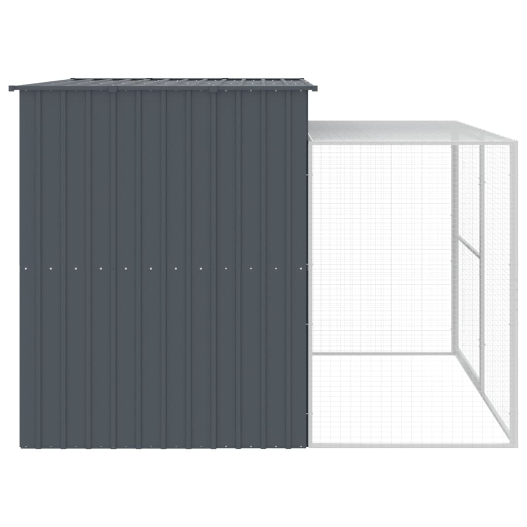 Dog House With Run Anthracite 214X253x181 Cm Galvanised Steel