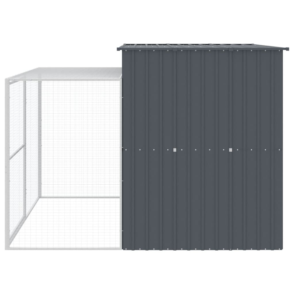 Dog House With Run Anthracite 214X253x181 Cm Galvanised Steel