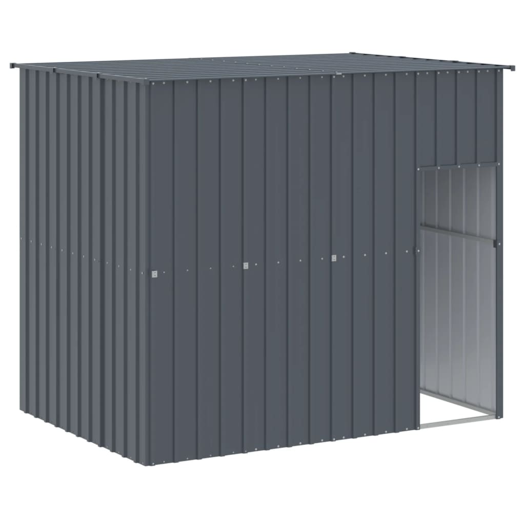 Dog House With Run Anthracite 214X253x181 Cm Galvanised Steel