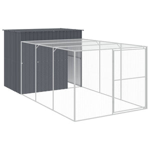 Dog House With Run Anthracite 214X457x181 Cm Galvanised Steel