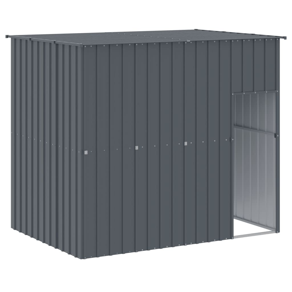 Dog House With Run Anthracite 214X457x181 Cm Galvanised Steel