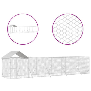 Outdoor Dog Kennel With Roof Silver 10X2x2.5 M Galvanised Steel