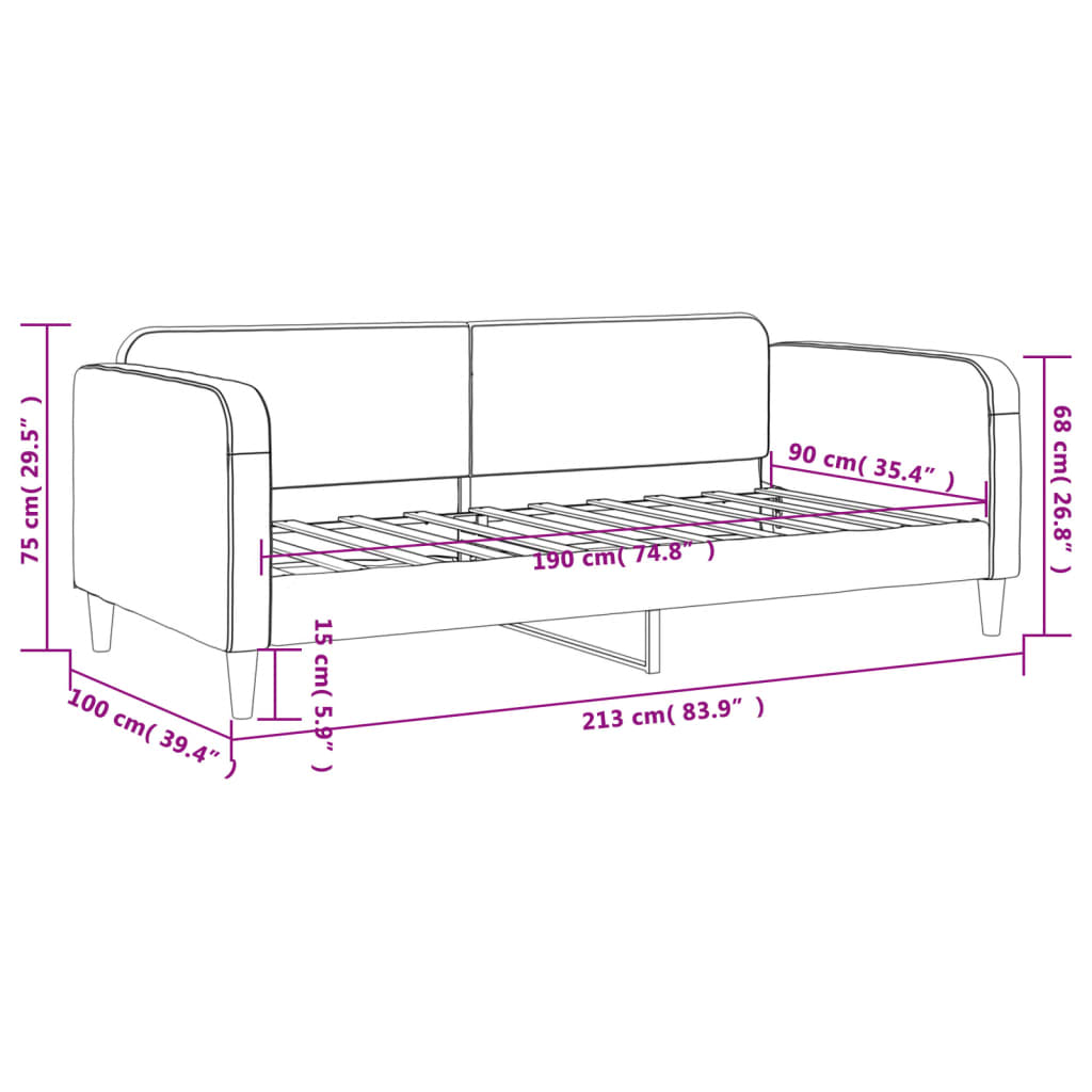 Day Bed Dark Grey 92X187 Cm Single Size Fabric