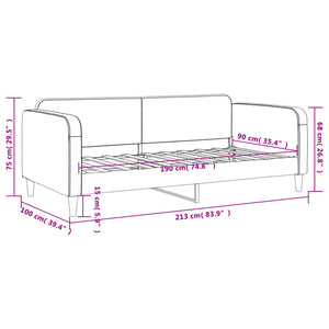 Day Bed Dark Grey 92X187 Cm Single Size Fabric