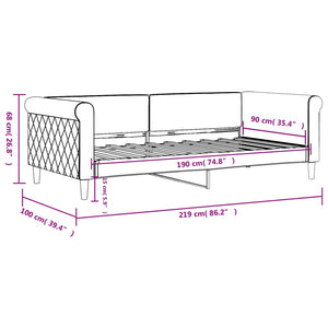 Day Bed Light Grey 92X187 Cm Single Size Velvet