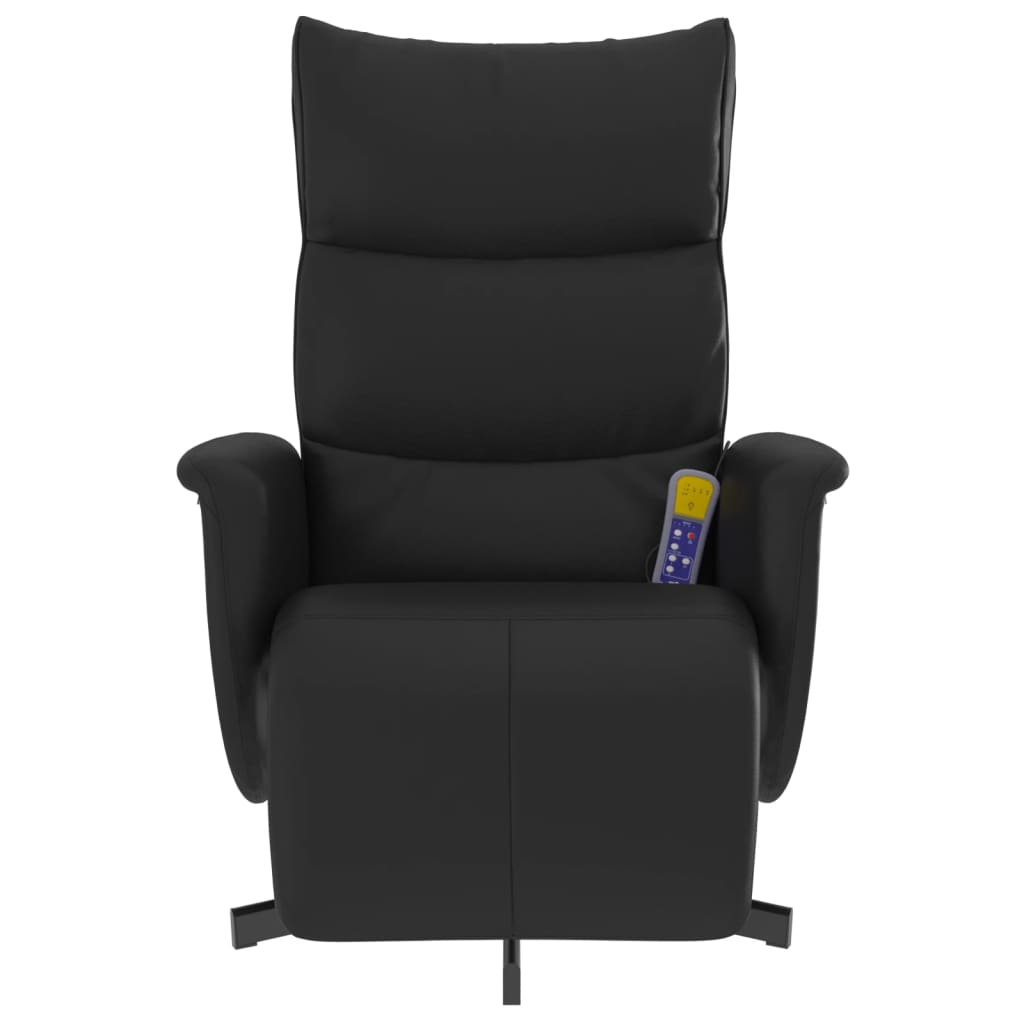 Massage Recliner Chair With Footrest Black Faux Leather