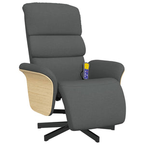 Massage Recliner Chair With Footrest Dark Grey Fabric