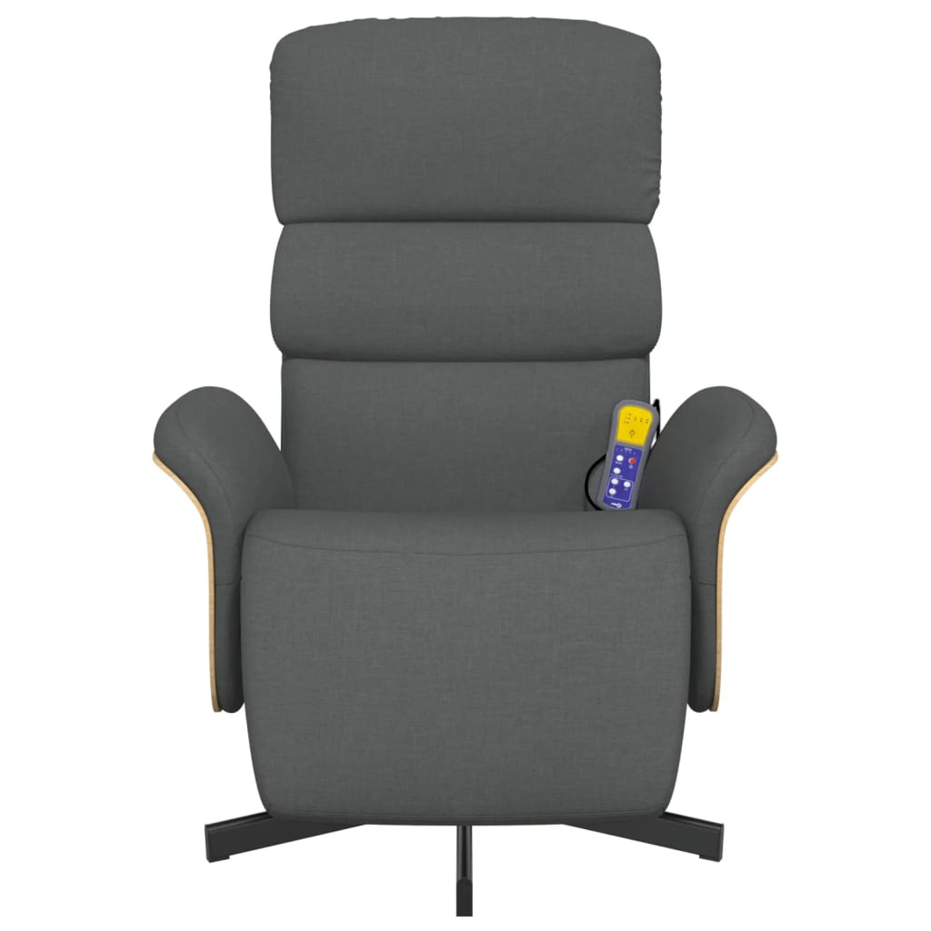 Massage Recliner Chair With Footrest Dark Grey Fabric