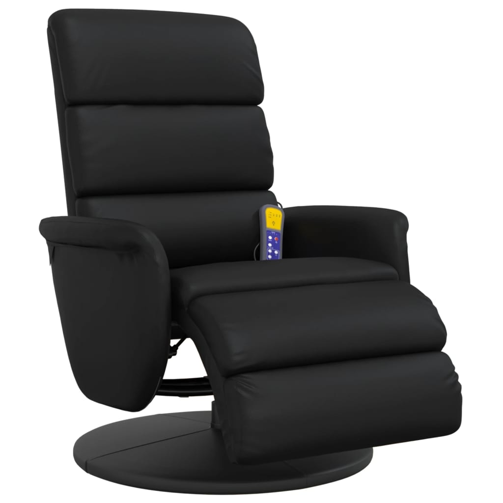 Massage Recliner Chair With Footrest Black Faux Leather