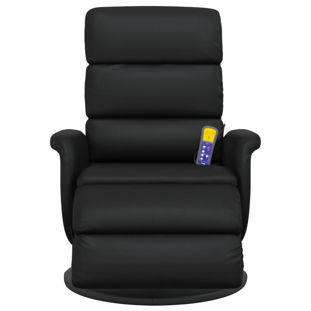 Massage Recliner Chair With Footrest Black Faux Leather