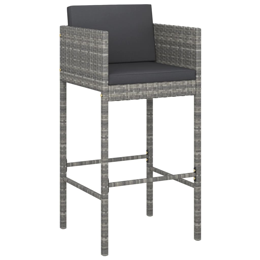 5 Piece Garden Bar Set With Cushions Grey Poly Rattan