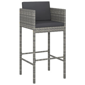5 Piece Garden Bar Set With Cushions Grey Poly Rattan